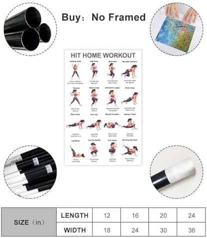 Home Workout Full Body No Equipment Cardio Chart 16 Exercises Canvas Poster Wall Art for Living Room Bedroom Decor Unframe 12x18inch