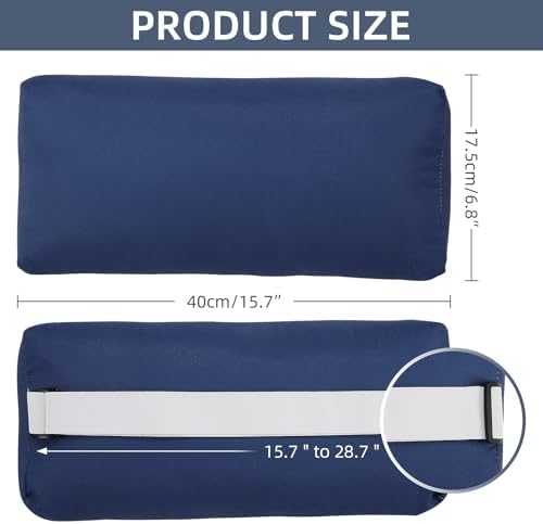 Headrest Pillow for Patio Chaise Lounge Chair, Outdoor Chaise Pillows with Adjustable Elastic Stripe Head Resting Pillows for Recliner Office Chair, Dark Blue 2 Pack