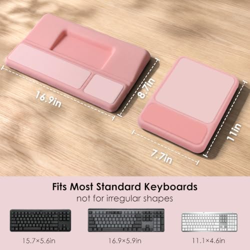 3-in-1 Ergonomic Keyboard Stand & Mouse Pad Set with Wrist Rest, Pink