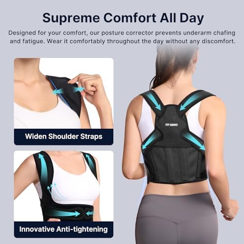 Fit Geno Posture Corrector for Women Lite, Upper Back Brace for Slouching