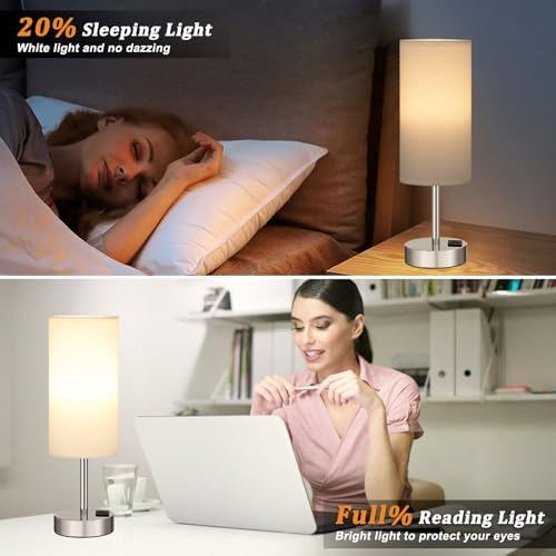 Dicoool Touch Table Lamp for Bedroom Set of 2 - Small Desk Lamp for Dorm