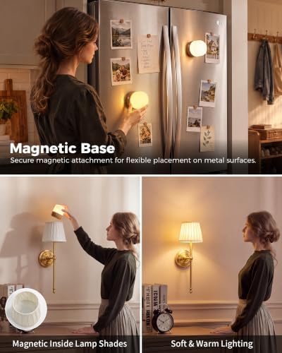 KDG Cordless RGB H3.5 Small Table Lamps Set of 2, Magnetic Base Light Bulb
