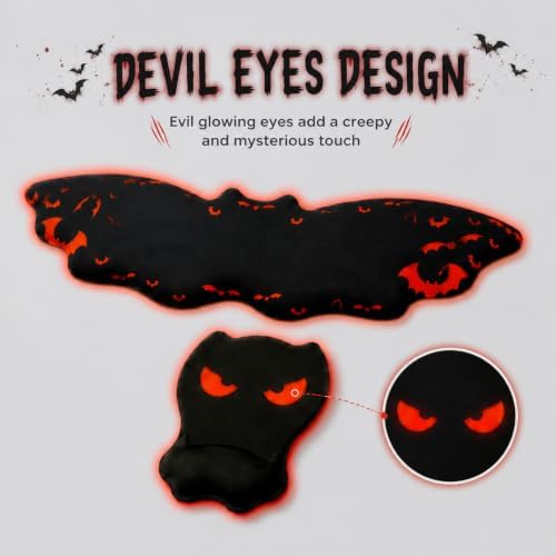 Ergonomic Keyboard and Mouse Wrist Rest 2 in 1 Set, Red Orange Bats