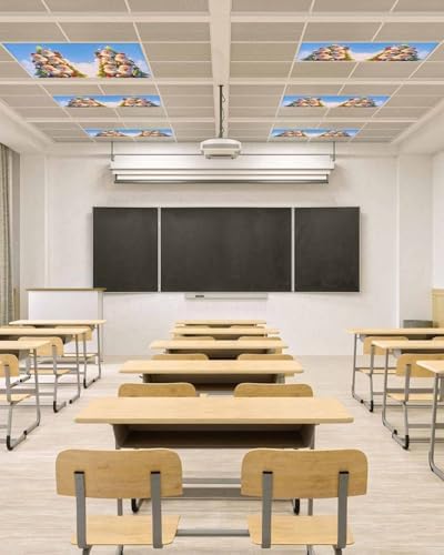 Christmas Magnetic Fluorescent Light Covers for Ceiling Lights 2 x 4 Feet,Santa Claus Christmas Tree Snowflakes Blue Office Classroom Kitchen Drop Ceiling Light Covers Filters Shade Panel 1 Pack