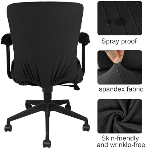 Tallew 4 Pcs Office Chair Covers Stretch Seat Armrest, Dark Grey