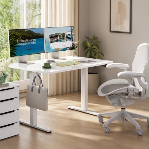 Claiks Glass Standing Desk 48x24 Inch Super White