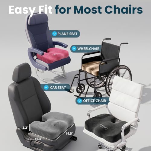 ComfiLife Extra Large Gel & Memory Foam Seat Cushion - Doctor Recommended Office Chair, Car Seat, Lifting Cushion - Back & Sciatica Pain Relief - Wide Seat Cushion for Big & Tall (Gray)
