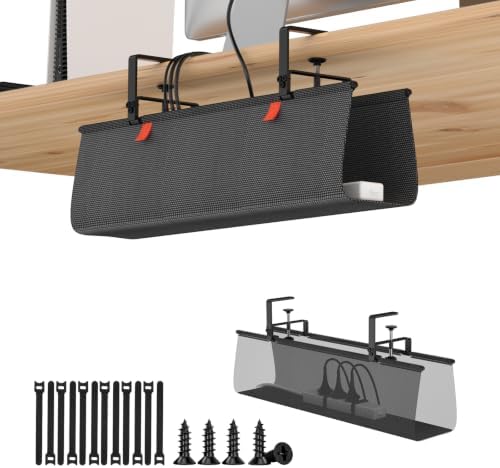 Heavy Duty No Drill Under Desk Cable Management Tray 28 inch