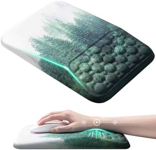 Ospelelf Mousepad with Wrist Rest Ergonomic Computer Comfortable Pain Relief Mouse Pad Wrist Support Green Forest Pattern