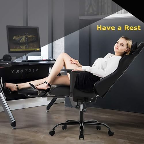 PC Gaming Chair with Footrest, Ergonomic Home Office Chair with Lumbar Support & Headrest Pillow, Camo