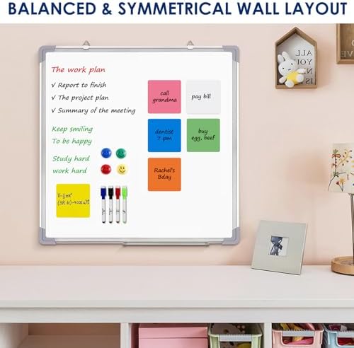 Whiteboard Set, 24x24 in White Board Dry Erase for Wall with Magnetic Notes