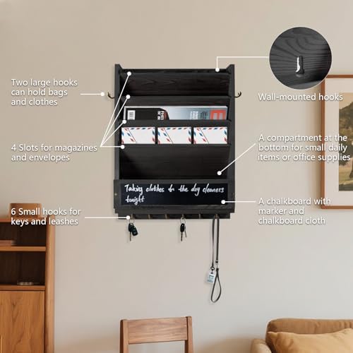 Wall Mail Organizer, Rustic Key and Mail File Holder for Wall Mount