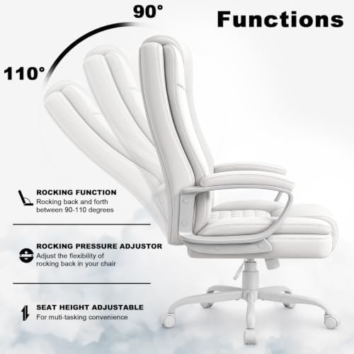 OFIKA Home Office Chair, 400LBS Big and Tall Chair Heavy Duty Design, Ergonomic High Back Cushion Lumbar Back Support, Computer Desk Chair, Adjustable Executive Leather Chair with Armrest