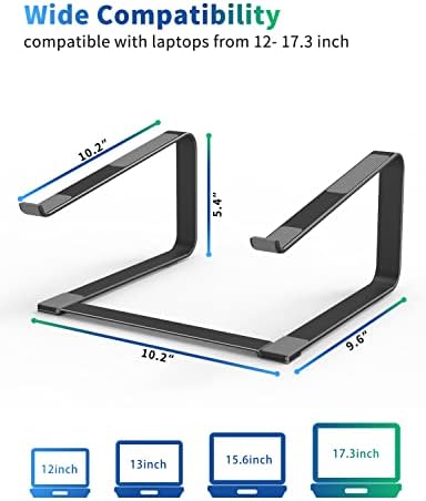SOUNDANCE Laptop Stand for Desk, Metal Riser, Fits 12-17.3 Inch, Black