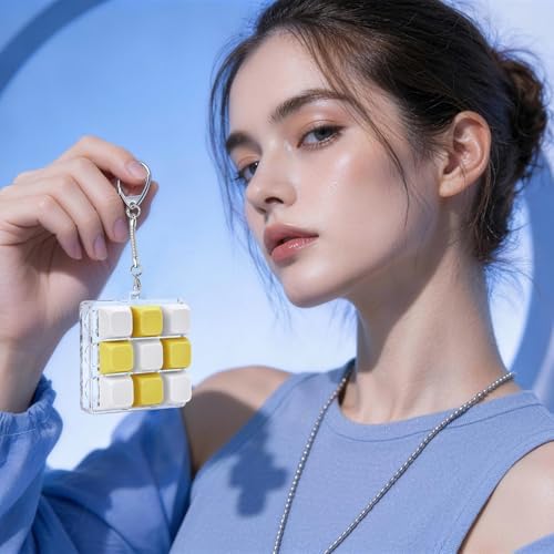 Keyboard Fidget Toy, Creamy Fidget Clicker Keyboard Fidget Keychain, Button Fidget Gifts for Adults, Boost Focus & Ease Anxiety Anywhere — Perfect Stress-Relief Gift (3×3 Grid Layout Z)