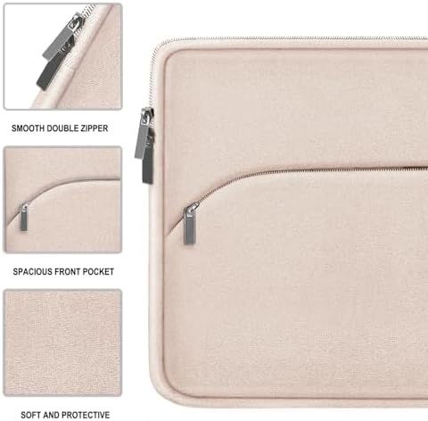 Laptop Case 15.6 inch, Durable Portable Monitor Protective Cover with Front Pocket, Traveling Laptop Sleeve Compatible for HP, Dell, Asus, Lenovo, Light Pink