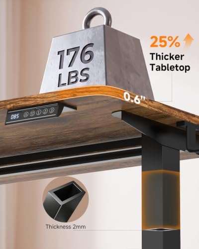 Standing Desk, 55 × 24 Inches Electric Height Adjustable, Home Office