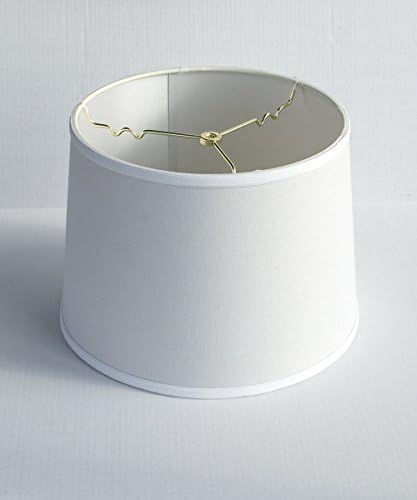 12x14x10 White Linen Drum Lampshade with Brass Spider fitter - Perfect for table and Desk lamps - Medium, White