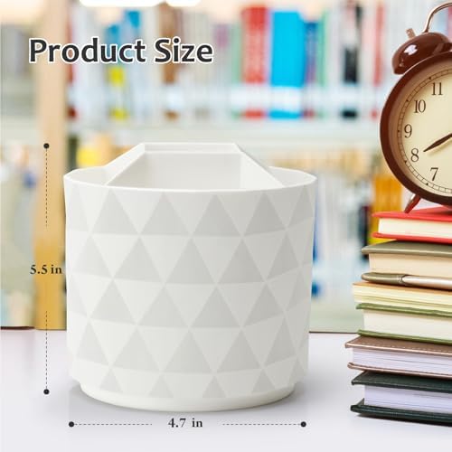 Desk Organizer, 360-Degree Rotating Pencil Pen Holders For Desk, Diamond Pattern Pen Organizer With 5 Compartments, Cute Desk Accessories Decor For Office, School,Home,Art Supply (Green)