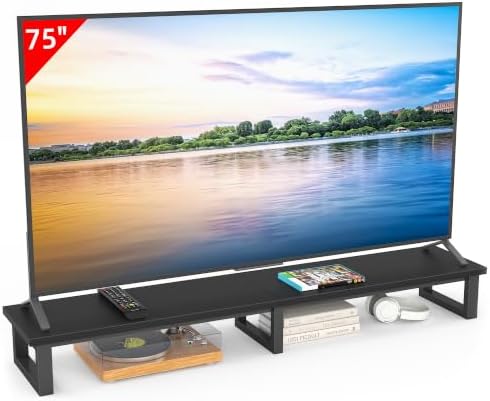 YAOHUOO 59" Large TV Riser for 32-75 inch TV, TV Riser Stand Shelf,Black
