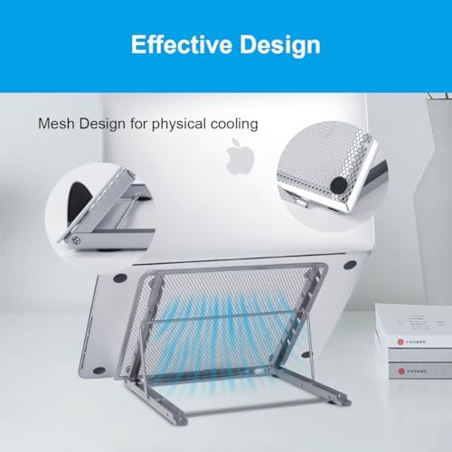 Ergonomic Laptop Tablet Stand Metal Mesh Ventilated Desktop Adjustable Computer Holder Riser Compatible with Apple MacBook Air Pro Dell XPS HP Samsung Lenovo More Laptops up to 16" (White)