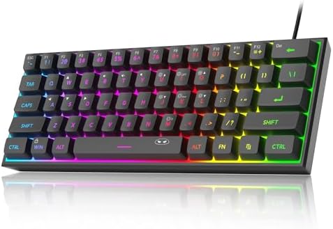 MageGee Mini 60% Gaming Keyboard, RGB Backlit 61 Key Ultra-Compact Keyboard, TS91 Ergonomic Waterproof Mechanical Feeling Office Computer Keyboards for PC, MAC, PS4, Xbox ONE Gamer(Black)