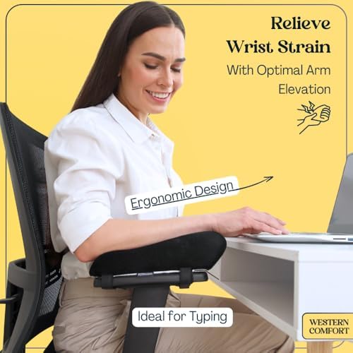 WESTERN COMFORT Thick Memory Foam Office Chair Arm Pads - Set of 2 Armrest Covers Provide Elbow Cushioning and Relieve Pressure (Ergonomic)