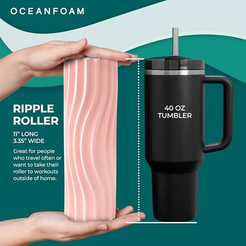 Oceanfoam Ripple Roller - Small Foam Roller for Physical Therapy (Blush)
