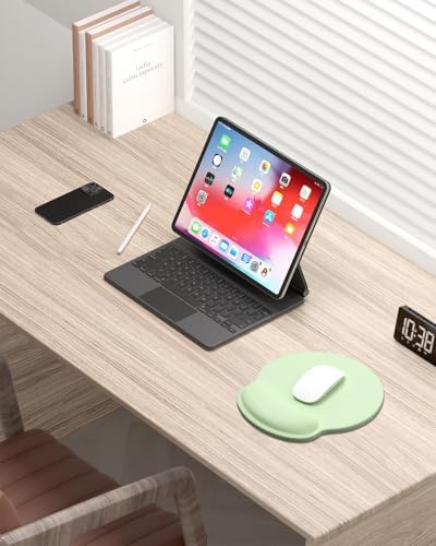 Auhoahsil Mouse Pad, Ergonomic Mouse Pad with Wrist Rest, Pain Relief Computer Gel Mouse Pad Wrist Support for Laptop, Mousepad with Non-Slip PU Base, Mouse Pads for Desk, Light Green