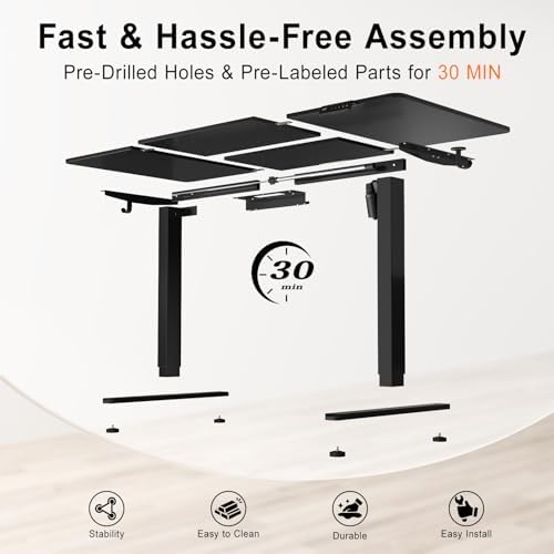 60 Inch Height Adjustable Standing Desk for Home Office, Black