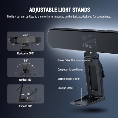 NEEWER Basics 12W Dual Monitor Light Bar with Stands for Home Office, L10