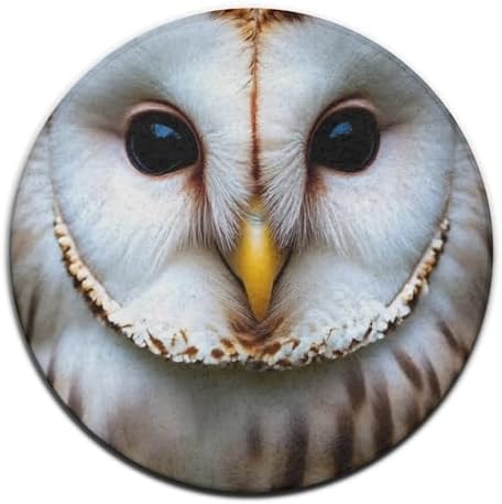 Women's Large Home Decor Mat, Soft Round Yoga Carpet, Non Slip Machine Washable Home Office Circle Rug Cute White Owl