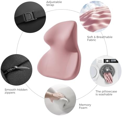 BEBAS Car Headrest Pillow, Ergonomic Neck Pillow with Memory Foam, Pink