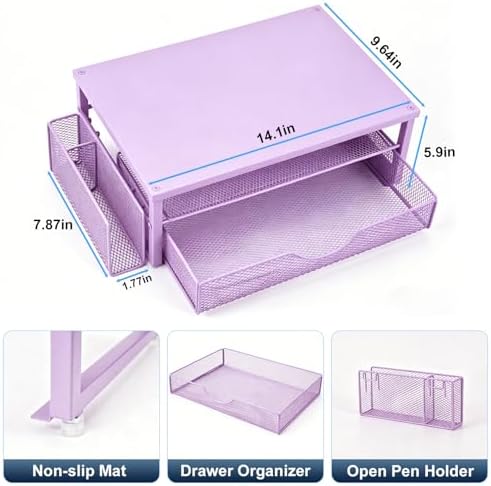Spacrea Desk Organizers and Accessories, Printer Stand with Storage, Purple