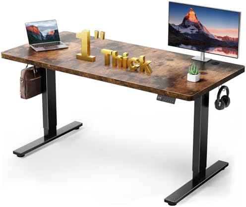 SIAGO Brown 60x28 in Standing Desk, 1 Inch Thick Tabletop, Double Frame