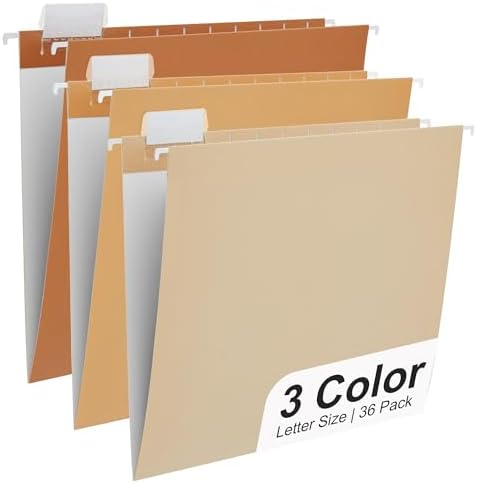 Y YOMA 36 Pack Gradient Hanging File Folders Letter Size Decorative Hanging Folder Pretty File Folder Organizer for Filing Cabinet Office Home with 1/5-Cut Adjustable Tabs, Sunny Orange