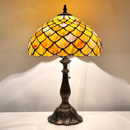 Tiffany Stained Glass Lamp Brown Scales Table Lamp