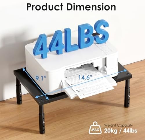 ECOLOVI Adjustable Wood Computer Monitor Stand Riser, Office Desk Organizer and Accessories for Monitor, Laptop, PC, Printer, Office Desk Accessories Workspace Organizer for Home Office Supplies, Black