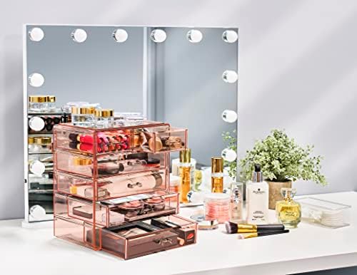 Sorbus 6-Drawer Makeup Organizer with Small & Wide Drawers (Pink)