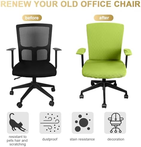Tallew 4 Pcs Office Chair Covers Stretch Seat Armrest, Lemon Green