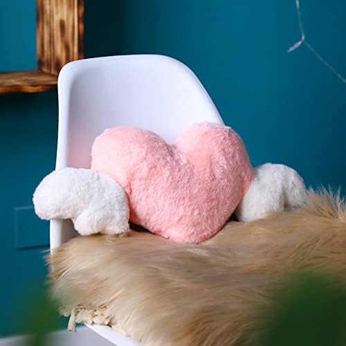 Macarrie 2 Pcs Heart Plush Car Headrest Pillow Angel Wings