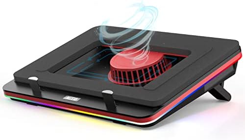 IETS GT500 Powerful Turbo-Fan (5000 RPM) RGB Laptop Cooling Pad with Infinitely Variable Speed,Seal Foam for Rapid Cooling Gaming Laptop,Dust Filter for Protect Laptop,13-17.3inch Laptop Cooler