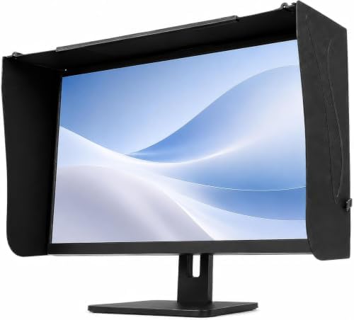 Computer Monitor Hood, Strap‑Back Adjustable Sun Shade for 17‑27 Inch Monitor, Fits Monitor Outer Frame Width 41‑71cm, Anti‑Glare Screen Hood for Photo Video Editing