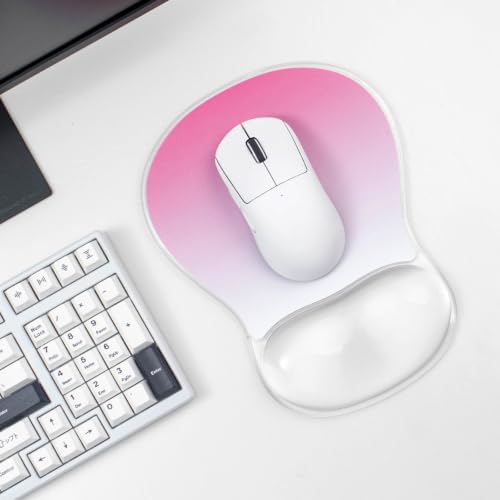 Gradient Pink Mouse Pad with Gel Wrist Rest Support, Ergonomic Mousepad