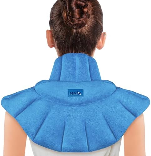 REVIX Microwavable Heating Pad for Neck Shoulder & Back, Moist Heat, Blue