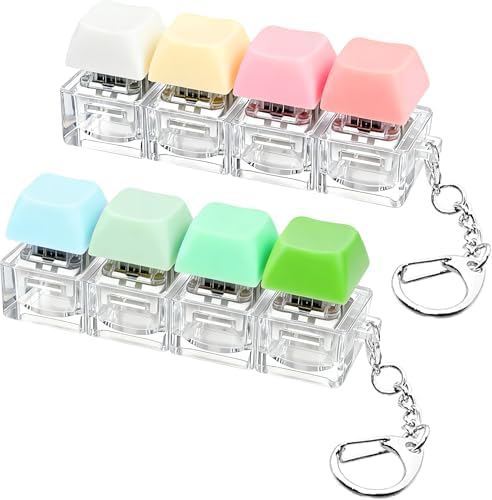 2 PCS Keyboard Fidget Toy, Keyboard Fidget Keychain 4-in-1 Keyboard Decompression Button Finger Clicker Toys, Button Stress Relief Fidget Gifts to Relief Stress (Pink Yellow White Green)