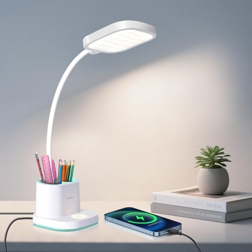 LED Desk Lamp for Dorm Home Office Bedroom, Dimmable Reading Light