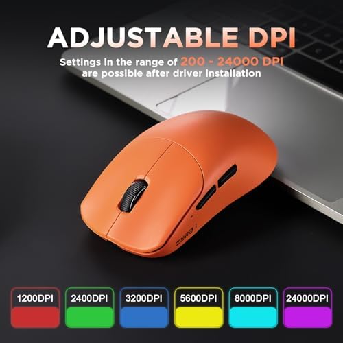Zero1 Pro Wireless Mouse,Tri-Mode Gaming Mouse, 24K DPI Orange Mouse