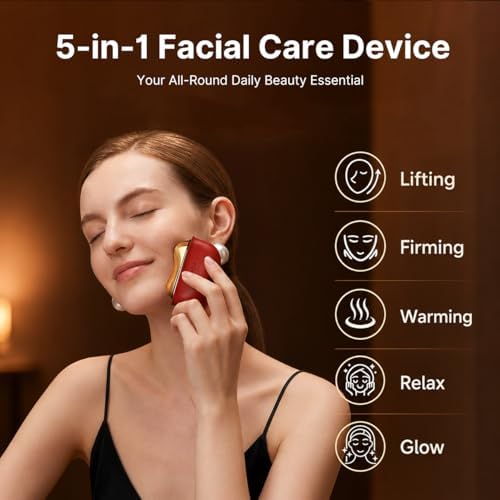 ZDEER GS5 Electric Heated Gua Sha Tool, Red Light Face Massager, Red