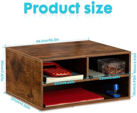 EMERIT Printer Stand Shelf with Storage Wood Desk Paper Organizer for Home/Office, Printer Riser, 2 Tier